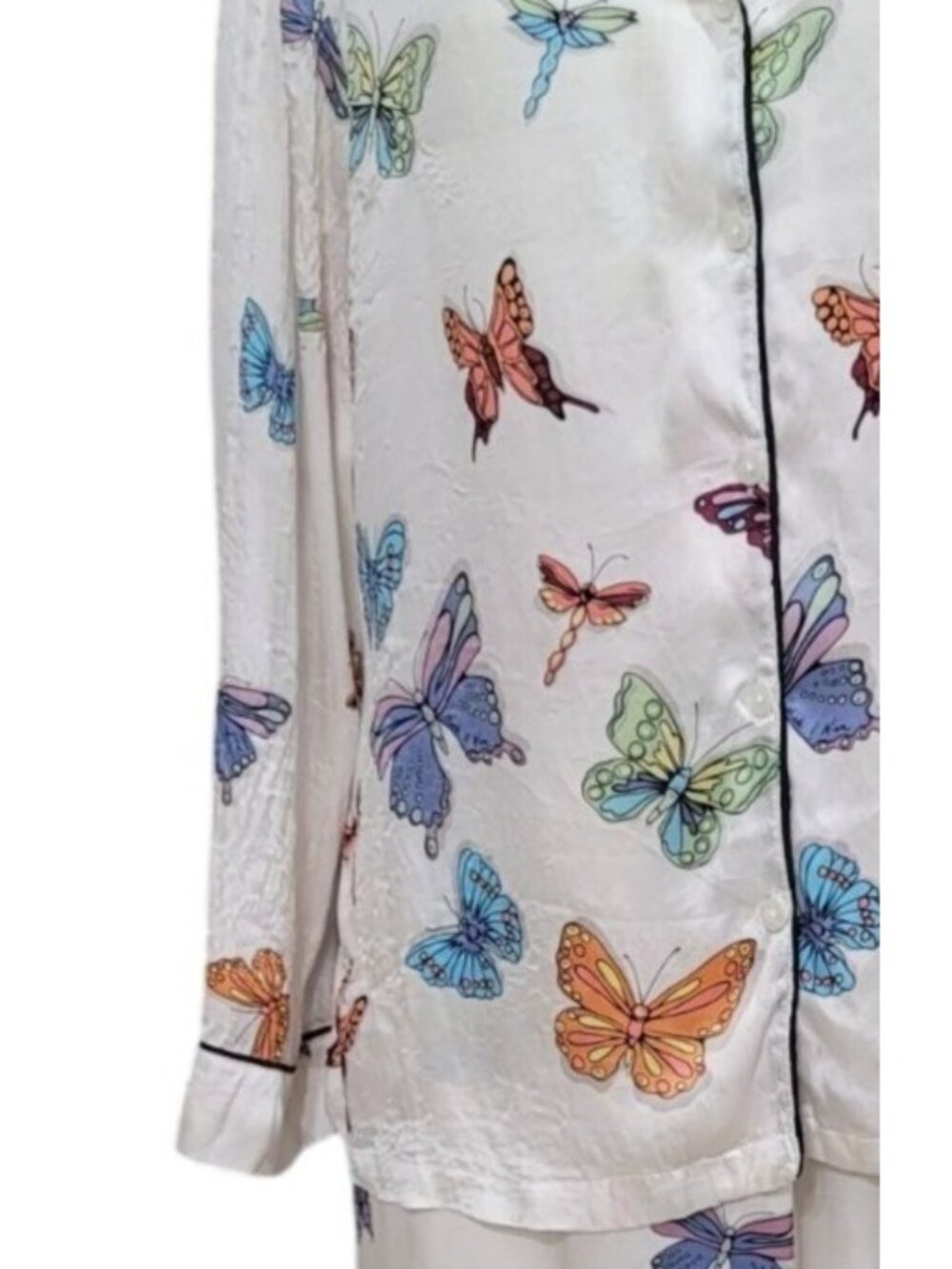 Vintage Nick & Nora 100% Silk Butterfly Print Pajama Set XL - Picture 3 of 12